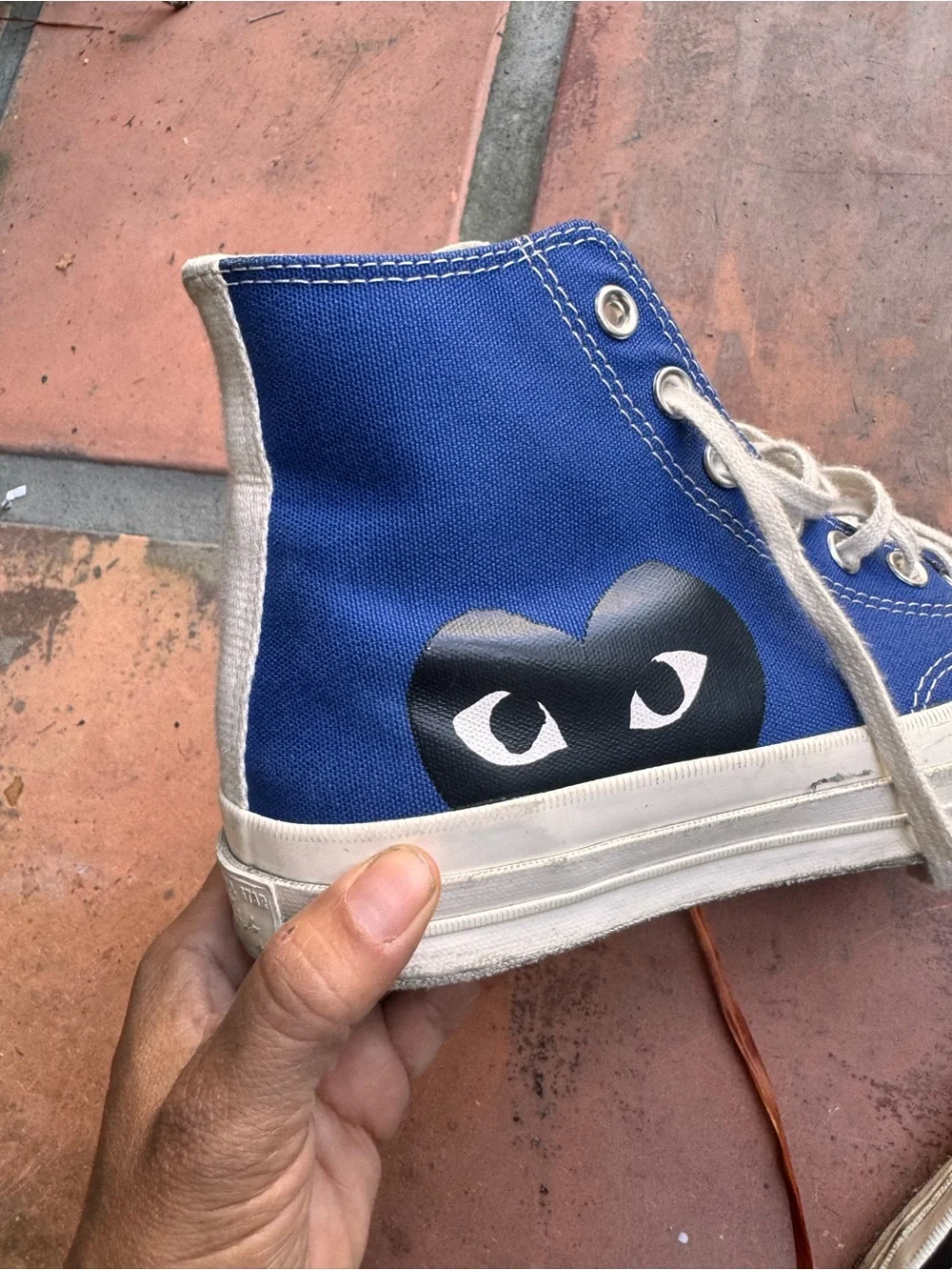 Converse High-Top Sneakers in Navy Blue with Black Heart Graphic